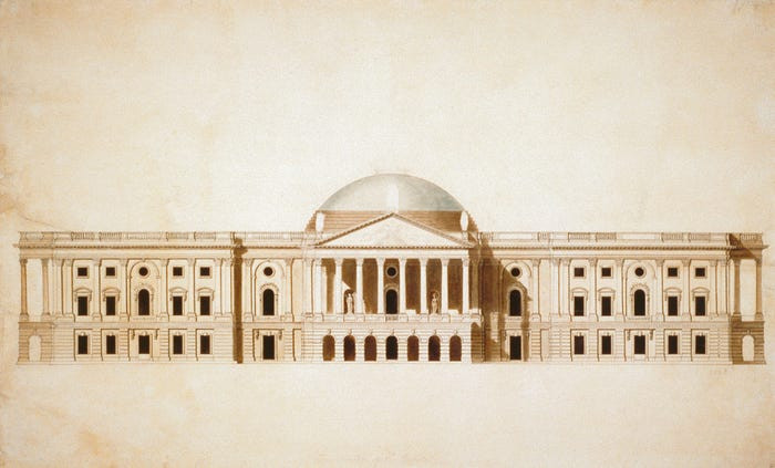 Theo Insider, Điện Capitol (hay tòa nhà Quốc hội Mỹ) ở Washington do William Thornton thiết kế, bắt đầu được xây dựng vào năm 1793. Quốc hội Mỹ nhóm họp tại tòa nhà này lần đầu tiên vào năm 1800. (Nguồn ảnh: Insider)