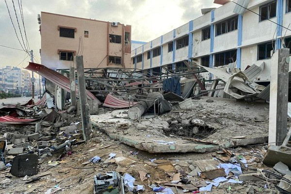 Một khu an ninh của phong trào Hamas bị phá hủy tại thành phố Gaza.