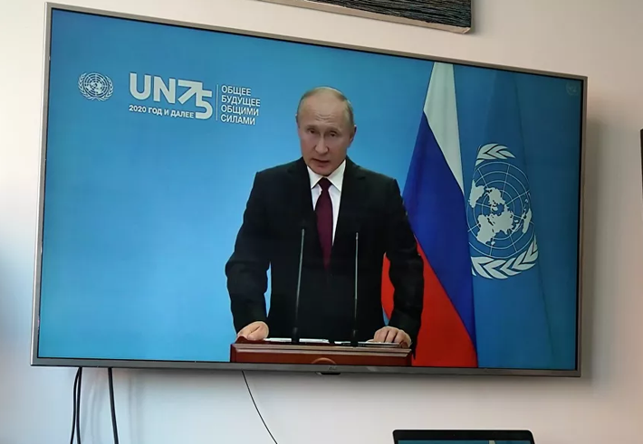 Tổng thống Nga Vladimir Putin phát biểu trước Đại hội đồng Liên Hợp Quốc qua video.