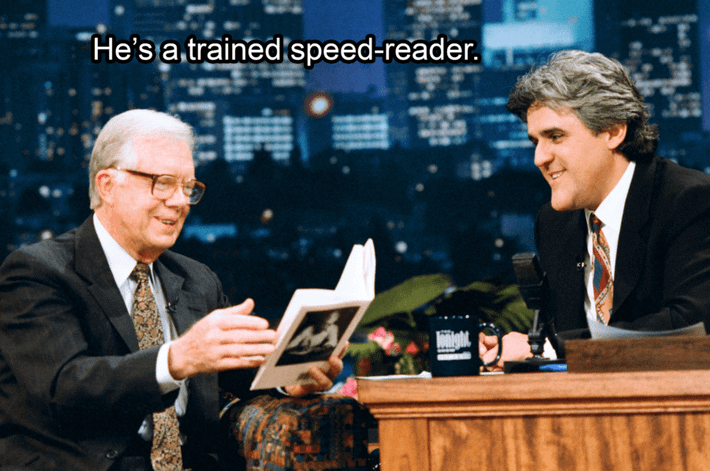 Khi trở thành Tổng thống Mỹ năm 1977, ông đã tham gia một lớp đọc tốc độ nhanh, do phải đọc tới 300 trang tài liệu mỗi ngày. Mỗi tuần, ông có thói quen đọc khoảng 3 cuốn sách. Ảnh: ATI.