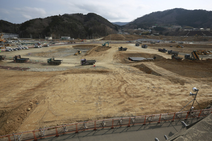 Hoạt động xây dựng tại thị trấn Onagawa hồi tháng 3/2016.