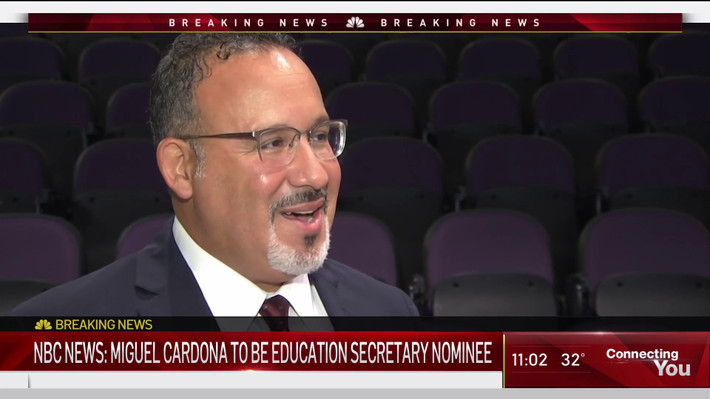 Trước khi chính thức được đề cử làm Bộ trưởng Giáo dục trong nội các tương lai của Tổng thống đắc cử Mỹ Joe Biden hôm 22/12 vừa qua, ông Cardona cũng đã được xem là ứng viên sáng giá cho chức vụ này. Ảnh: NBCC.