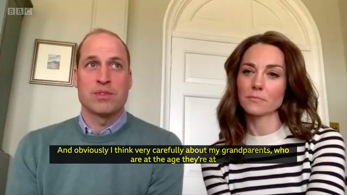 Vợ chồng Hoàng tử William trong một bài phỏng vấn hiếm hoi với BBC trong thời gian Anh phong tỏa vì dịch COVID-19.