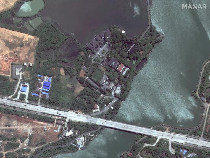 Bệnh viện Hỏa Thần Sơn ở thành phố "Tâm dịch" Vũ Hán, Trung Quốc, ngày 28/4/2017 nhìn từ trên cao.