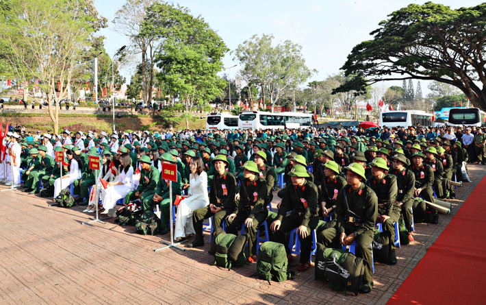 Quang cảnh Lễ ra quân tại Điểm giao quân số 2 - Ban CHPT Khu vực 3 - Bảo Lâm