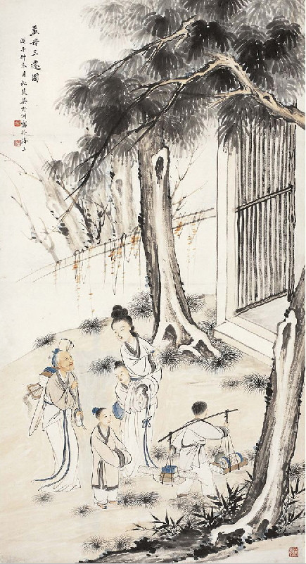 Cha Mạnh Tử chết khi ông còn nhỏ, nên một mình Chương thị phải nuôi con. Lần đầu tiên họ ở gần bãi tha ma, Mạnh Tử thường diễn lại cảnh thây ma nên Mạnh mẫu quyết định dọn nhà lần thứ hai đến gần khu chợ sầm uất mặc dù nhà rất nghèo.