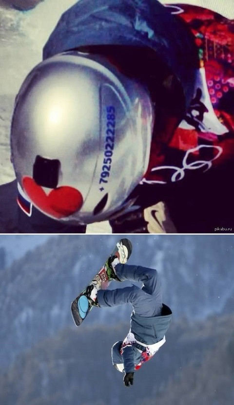 Một VĐV ghi lại số điện thoại của mình lên mũ bảo hiểm.