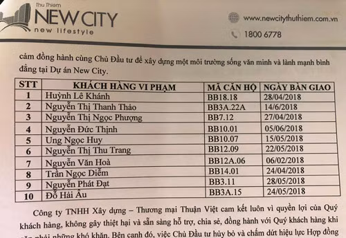 Cư dân New City kêu cứu: Thuận Việt “bêu tên” khách vi phạm có đúng? - Hình 3 Cu dan New City keu cuu: Thuan Viet “beu ten” khach vi pham co dung?-Hinh-3
