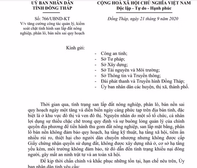 Đồng Tháp: Tình trạng phân lô, bán nền sai quy hoạch diễn ra phức tạp Dong Thap: Tinh trang phan lo, ban nen sai quy hoach dien ra phuc tap