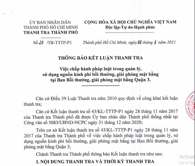 Hàng loạt vi phạm tại Ban Bồi thường giải phóng mặt bằng quận 3 Hang loat vi pham tai Ban Boi thuong giai phong mat bang quan 3