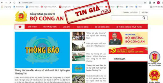 Cảnh báo trò giả mạo trang web của Bộ Công an để lừa đảo Canh bao tro gia mao trang web cua Bo Cong an de lua dao