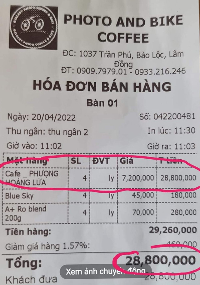 Ly cà phê Phượng hoàng lửa có giá hơn 7 triệu đồng: Chủ quán tự biên tự diễn để câu like Ly ca phe Phuong hoang lua co gia hon 7 trieu dong: Chu quan tu bien tu dien de cau like