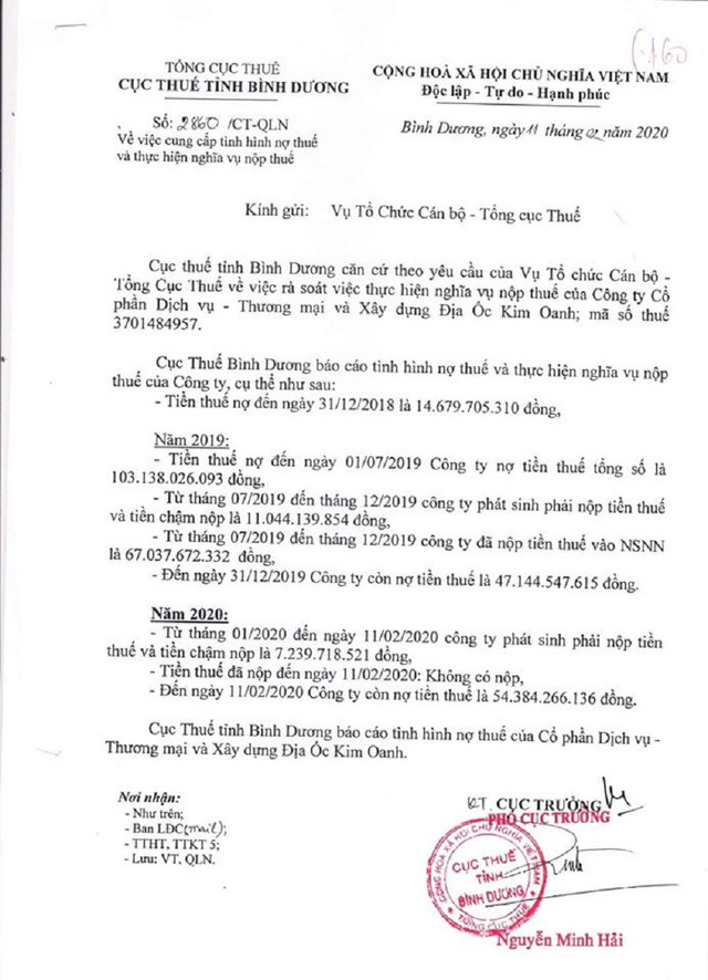 Địa ốc Kim Oanh đang nợ hàng chục tỷ đồng thuế Dia oc Kim Oanh dang no hang chuc ty dong thue