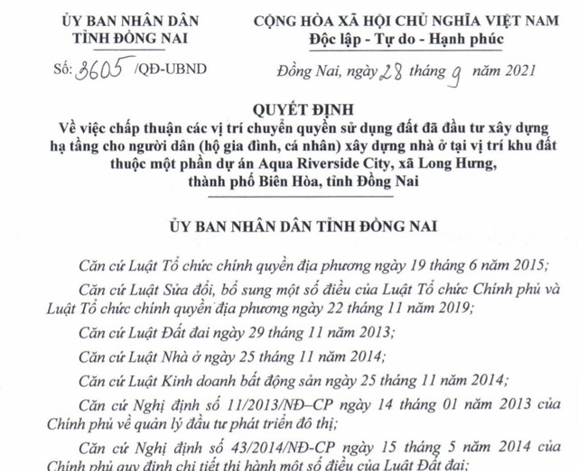Đồng Nai cho phép chuyển nhượng 389 lô đất thuộc dự án Aqua Riverside City của Novaland Dong Nai cho phep chuyen nhuong 389 lo dat thuoc du an Aqua Riverside City cua Novaland