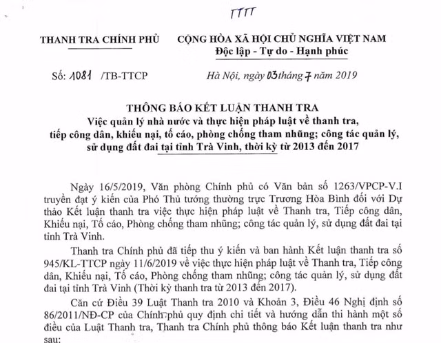 Nhieu giam doc so o Tra Vinh khong tiep cong dan ngay nao trong hon 5 nam