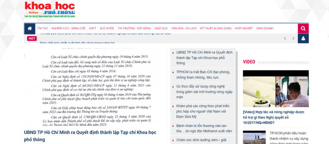 UBND TP HCM thành lập Tạp chí Khoa học phổ thông UBND TP HCM thanh lap Tap chi Khoa hoc pho thong