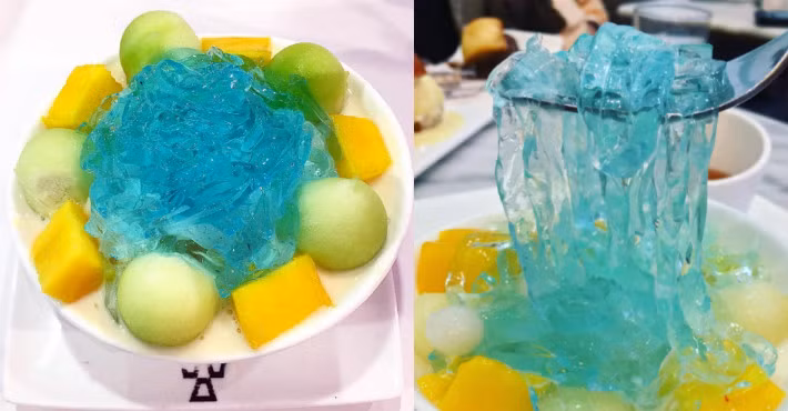 Tương tự, nhà hàng The Dessert Kitchen tại New York (Mỹ) cũng sáng tạo nên món mì ramen kem lạnh và ngọt. Chúng được bắt đầu bằng cách tạo một lớp mỏng thạch màu xanh từ bột Jell - O, sau đó sẽ cắt thành sợi, có hình dáng giống như những sợi mì ramen.