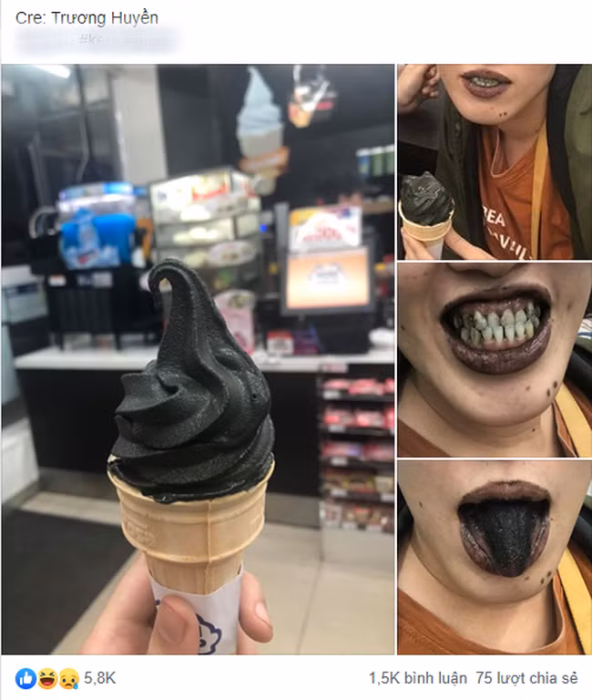 Mới đây, một cô nàng đã đăng tải bức ảnh review sau khi thưởng thức món kem tinh than tre đã khiến dân mạng xôn xao bình phẩm.