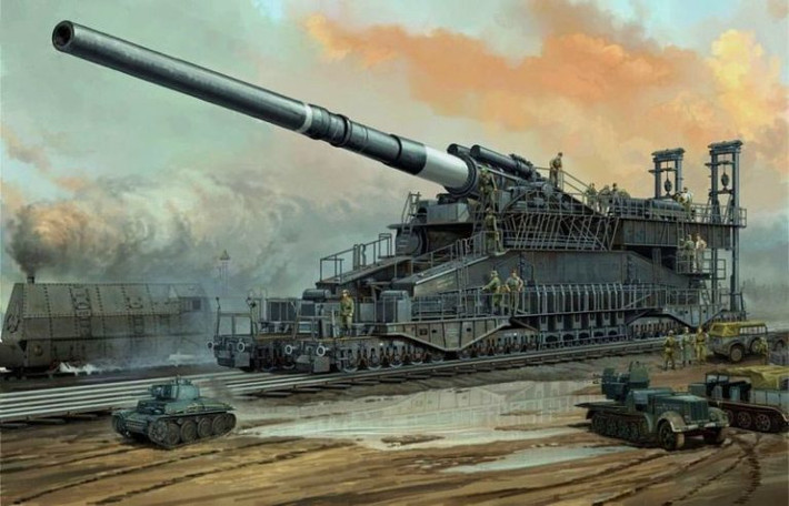 Schwerer Gustav có chiều dài 47,3 m, rộng 7,1m, cao 11,6m và có khối lượng lên đến 1.350 tấn.