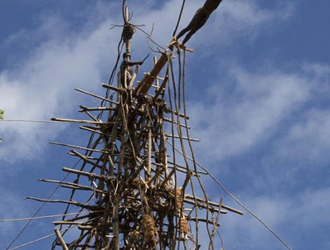 Từ năm 7-8 tuổi, những cậu bé ở bộ tộc da đen Pentecost thuộc Cộng hòa Vanuatu phải thực hiện một nghi lễ truyền thống mang tên "Land Diving" để đánh dấu cho sự trưởng thành và trở thành một người đàn ông thực thụ.