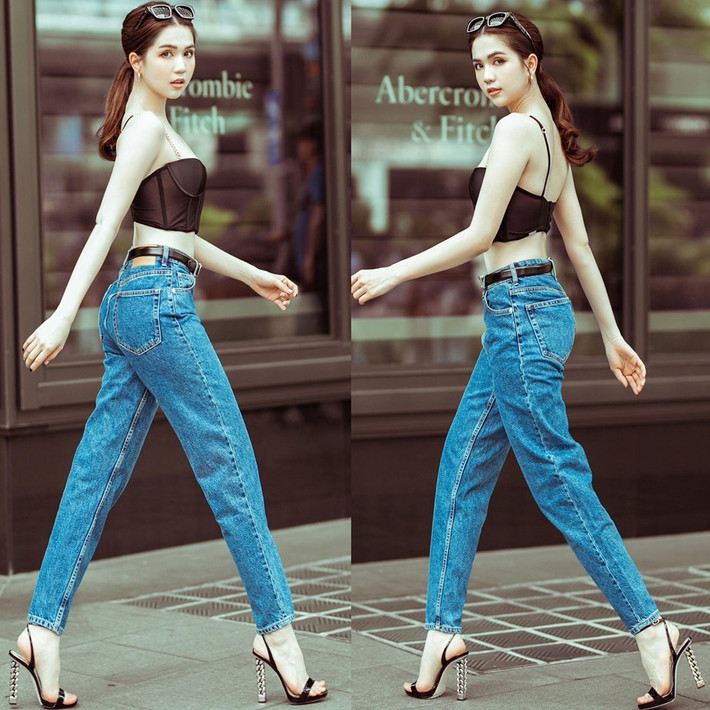 Sở hữu chiều cao khiêm tốn thế nhưng do vóc dáng cân đối Ngọc Trinh mặc gì cũng đầy sức hút.