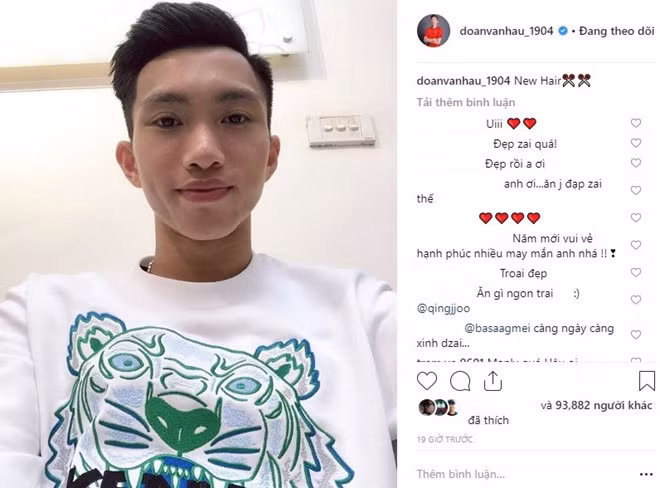 Em út Đoàn Văn Hậu cũng không chịu "thua kém" các anh khi khoe ảnh tóc mới trên trang cá nhân.