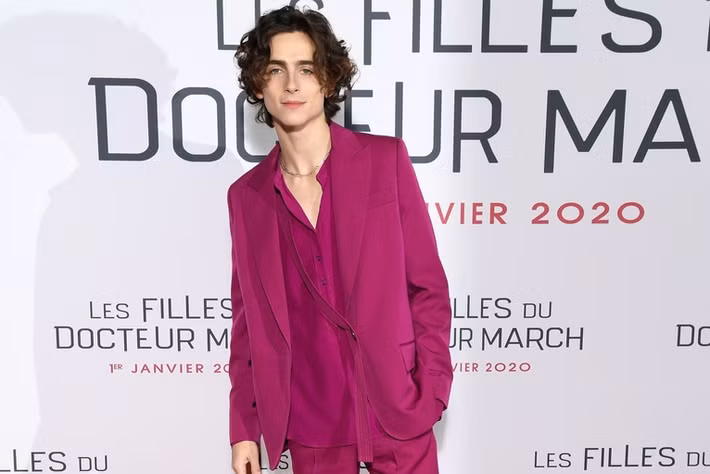 Nam diễn viên 24 tuổi nổi bật trong bộ đồ nguyên cây hồng được thiết kế bởi Stella McCartney.