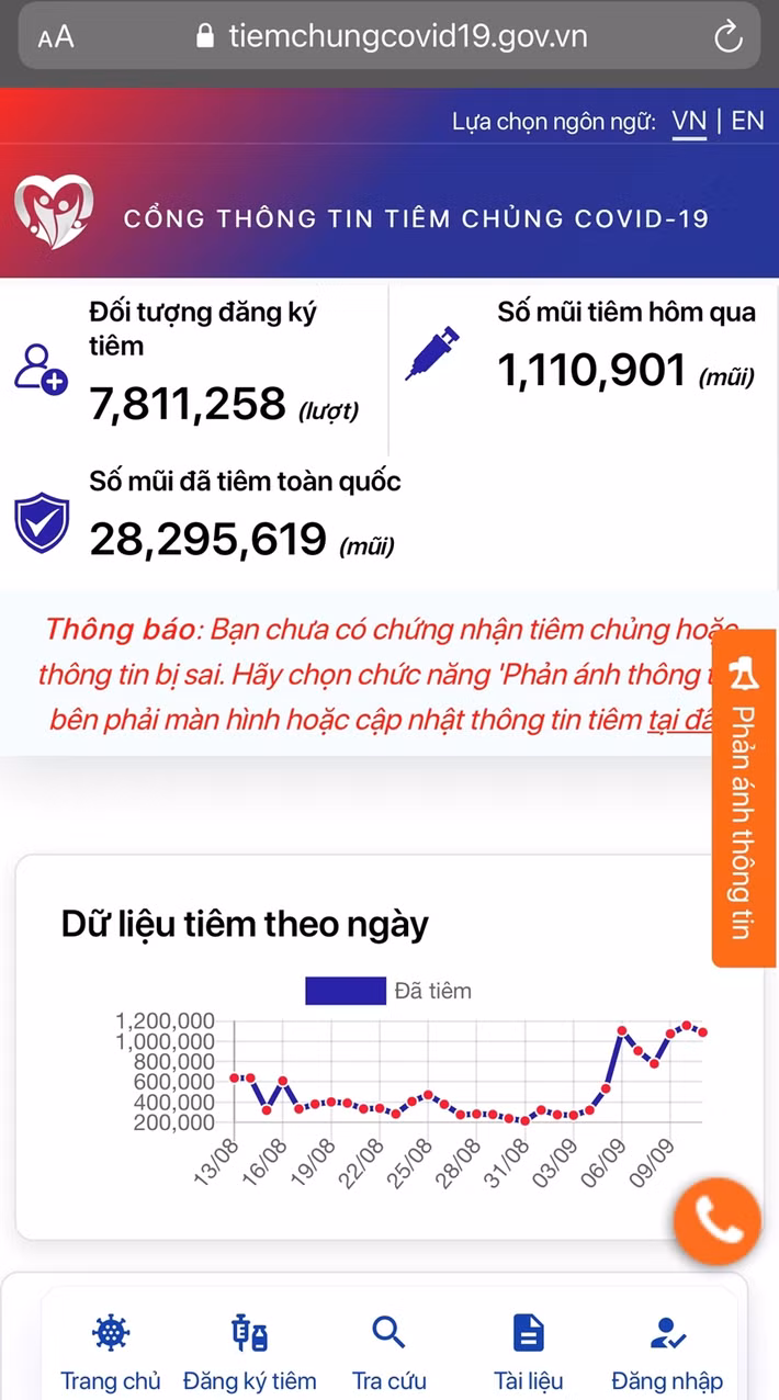 Thế nhưng, trong thời gian qua, một số người cài đặt ứng dụng Sổ sức khỏe điện tử phản ánh gặp các lỗi như: bị mất thông tin mũi tiêm, lỗi kết nối hệ thống, không truy cập được chứng nhận tiêm, đã tiêm 2 mũi nhưng chỉ cập nhật 1 mũi.... Ảnh: QĐND.