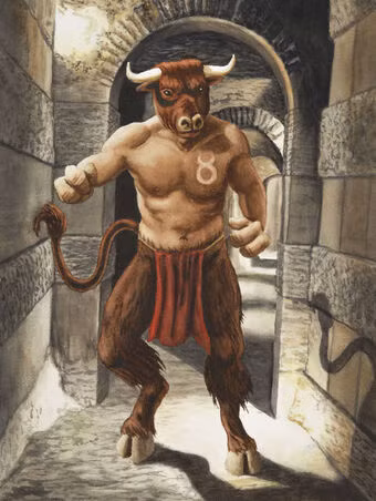 Minotaur trở thành nỗi ô nhục của vua Minos. Ông không muốn ai biết đến sự tồn tại của đứa con riêng của vợ nên giam giữ Minotaur trong một mê cung lớn bên dưới cung điện Knossos.