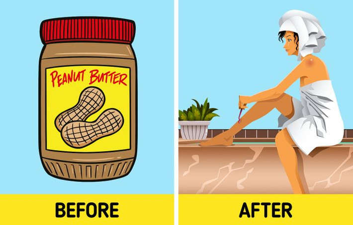 Bơ đậu phộng: Bơ đậu phộng có thể sử dụng thay thế kem cạo lông vì nó có nhiều dầu, giúp da mịn màn và không bị khô sau khi cạo. Ảnh: BS.