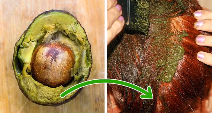 Quả bơ: Đừng vứt đi quả bơ hỏng vì bạn có thể dùng nó để làm mặt nạ dưỡng ẩm cho tóc. Nghiền nhuyễn bơ, thoa lên tóc và ủ trong ít nhất 6 tiếng rồi gội lại với dầu gội và dẩu xả như bình thường. Ban đầu bạn có thể sẽ cảm thấy tóc hơi khô nhưng sau khi gội lần thứ hai, tóc sẽ bóng và mềm mượt hơn.