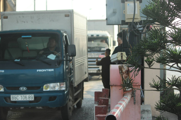  Cảnh xe nườm nượp qua trạm không mất phí. 