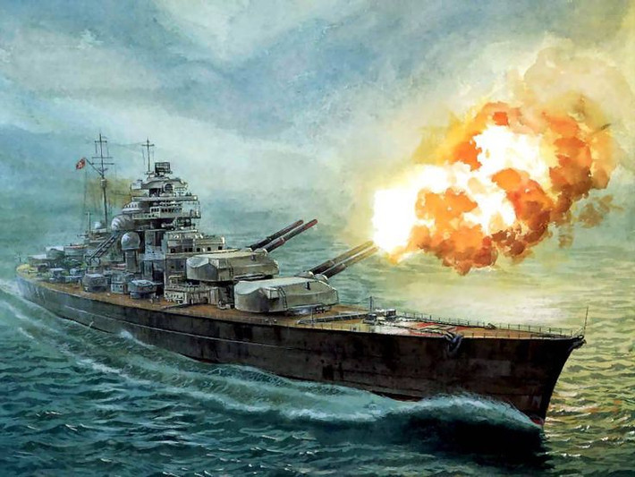 Tàu chiến Bismarck của Đức quốc xã là chiến hạm tối tân nhất từng tham gia trận đánh tại khu vực Đại Tây Dương trong Thế chiến 2.