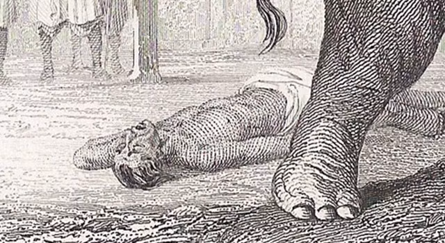 Kiểu tử hình bằng những con voi được sử dụng phổ biến ở một số nước châu Á. Ấn Độ cũng thực hành phương pháp hành hình này vào thời trung cổ.