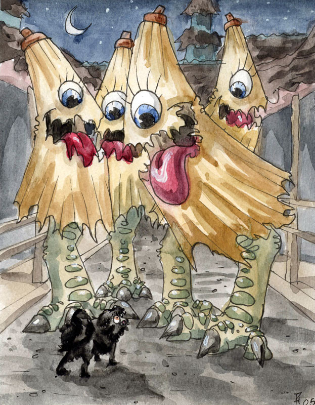 Ma ô Kasa-obake được cho là rất thích dọa nạt và thường đi lừa gạt con người.