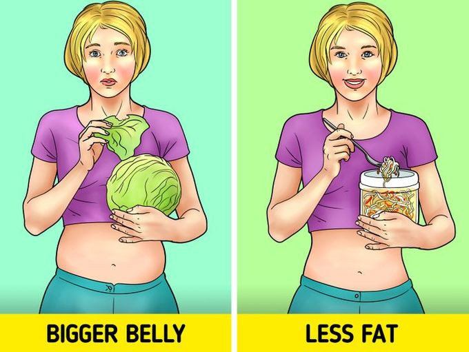 Ăn bắp cải muối: Món ăn này chứa nhiều vi khuẩn lactobacteria hơn sữa chua. Món ăn này còn giúp ngăn ngừa nhiều bệnh mãn tính về đường tiêu hoá, giảm lượng glucose trong máu và giúp ngăn tích tụ mỡ thừa.