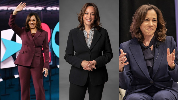 Như nhiều nữ chính trị gia khác, phong cách thời trang của Kamala Harris rất thanh lịch. Bà thường mặc suit, trang phục vừa lịch sự lại vừa quyền lực, mạnh mẽ. Nhưng thay vì kết hợp váy như người khác thì bà lại chọn quần may đo.