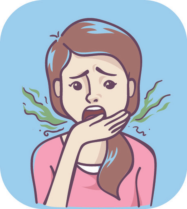 Hơi thở có mùi: Hôi miệng thường là triệu chứng của các vấn đề tiêu hóa. Nó xảy ra khi hệ thống tiêu hóa của bạn phải vật lộn để tiêu hóa tất cả những gì bạn ăn. Những vấn đề tiêu hóa cũng có thể xảy ra khi gan của bạn chiến đấu để làm sạch tất cả các độc tố tích lũy trong cơ thể.