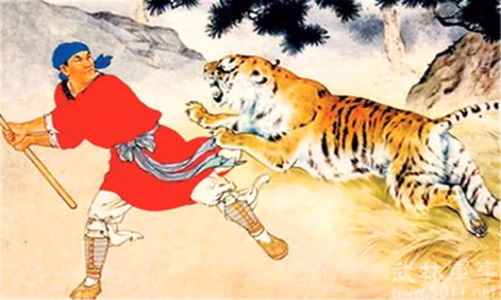 Bất chấp lời can ngăn của chủ quán, Võ Tòng uống rất nhiều rượu rồi cầm gậy đi lên núi để tìm con hổ "tác oai tác quái" khiến người dân sợ hãi.
