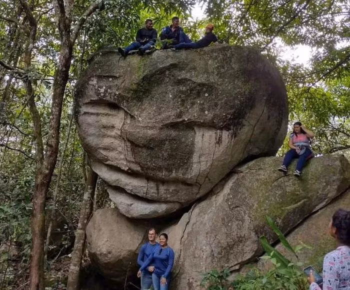 Theo lời kể của ông Miguel Barreto - chủ trang trại, ông phát hiện tảng đá có hình thù độc lạ như vậy sau đám cháy lớn vào năm 2002.