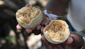 Loại táo gỗ này có cách ăn rất đặc biệt. Người ta sử dụng một con dao bén, bổ làm đôi hoặc khoét một cái lỗ, sau đó rắc gia vị như tương ớt hoặc nước sốt đặc biệt vào bên trong, trộn đều, khi ăn chỉ cạo phần thịt ăn.