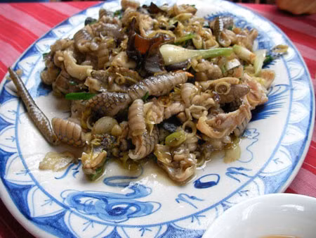 Rắn biển: Nghe qua món rắn biển cũng thấy nó ghê ghê đối với những người sợ rắn. Nhưng nếu chỉ ngồi thưởng thức sau khi đã chế biến qua tay đầu bếp chuyên nghiệp thì ăn 1 lần khó có thể quên quên hết những thứ khác trên đời.
