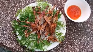 Khô nhái chiên dầu: Đây là cách chế biến đơn giản nhất nhưng lại là món ngon không kém phần hấp dẫn. Các bạn chỉ cần chiên sơ khô nhái trong dầu sôi già là đã có ngay món “lai rai” vừa thơm vừa giòn, ngọt dịu, vừa cay cay, mằn mặn lại beo béo tạo nên mùi vị rất đặc trưng của miền Tây sông nước. Người ăn có thể nhai cả xương và thịt.