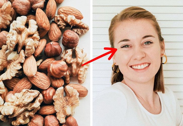 Các loại hạt chứa nhiều axit béo Omega 3 và vitamin E, hỗ trợ làm tăng vận chuyển máu và oxy tới các nang lông, giúp giảm gãy, rụng lông mi.