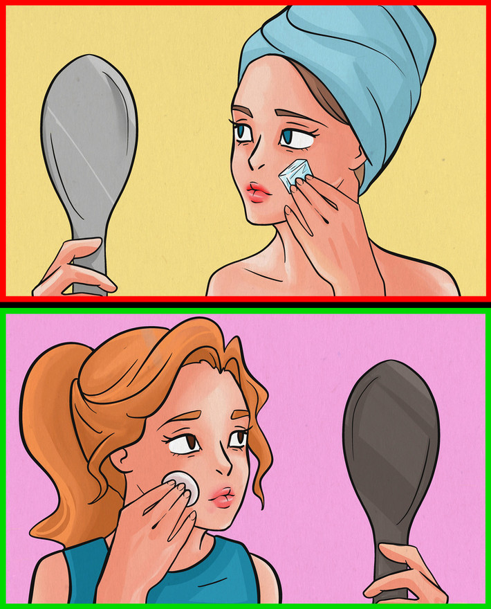 Lăn đá lạnh lên da mặt: Nhiều mẹo làm đẹp cho thấy đá lạnh có thể làm giảm tình trạng da đỏ tấy do mụn hay thu nhỏ lỗ chân lông. Tuy nhiên, nhiệt độ thấp cũng có thể làm hại da, ảnh hưởng đến tuần hoàn máu, ảnh hưởng đến tuyến bã nhờn, độ đàn hồi của da.