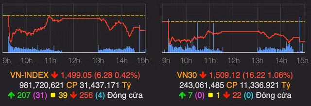 Co phieu lon gap luc ban lon, VN-Index giam manh 6 diem