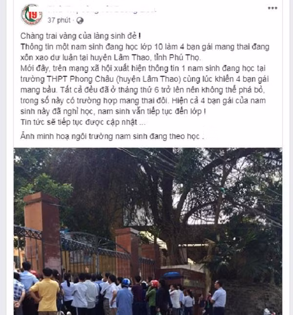 Xôn xao thông tin nam sinh lớp 10 làm 4 bạn gái mang thai ở Phú Thọ Xon xao thong tin nam sinh lop 10 lam 4 ban gai mang thai o Phu Tho