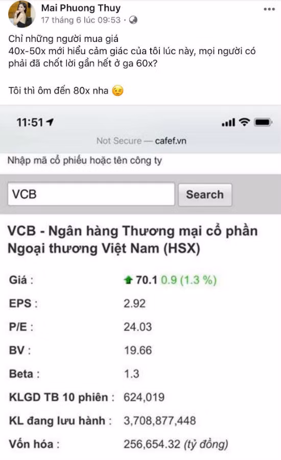 Co phieu Vietcombank cao ky luc, Mai Phuong Thuy da chot loi chua?