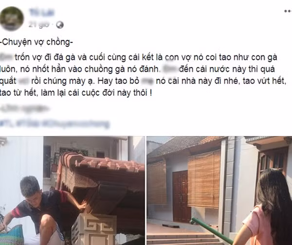 Chồng trốn đi đá gà bị vợ “đánh không trượt phát nào“ rồi nhốt chung với gà Chong tron di da ga bi vo “danh khong truot phat nao“ roi nhot chung voi ga