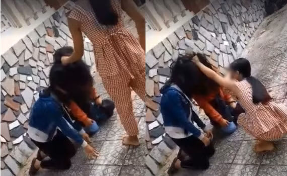 Nữ sinh lớp 6 bị nhóm bạn bắt quỳ rồi lấy dép tát tới tấp vào mặt Nu sinh lop 6 bi nhom ban bat quy roi lay dep tat toi tap vao mat